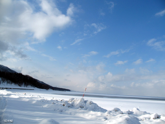 雪景色 北海道 冬 オホーツク海 オホーツクライン